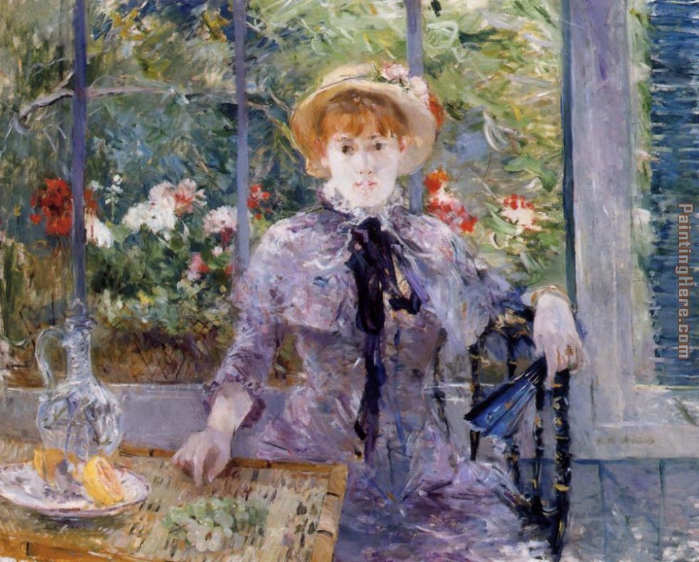 After Luncheon painting - Berthe Morisot After Luncheon art painting